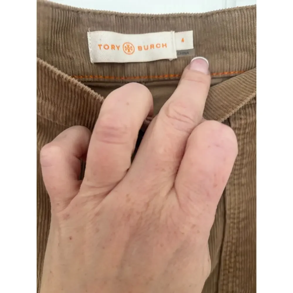 Tory Burch Lucitano Corduroy Mini Skirt Button Front Beachwood Tan Brown Size 4